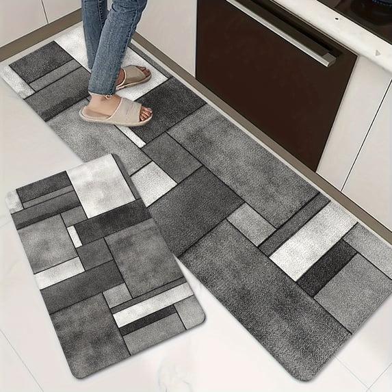 Geometric Print Kitchen Mat, Machine Washable Floor Mat for Kitchen Living Room Laundry Bathroom Sink, Indoor Outdoor Door Mat, Fade-Resistant Home Decor for All Seasons