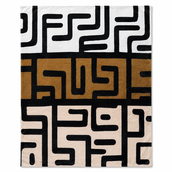 Geometric Print Fleece Throw Blanket, Soft 280 Gsm Polyester, Modern Decor for Couch, Sofa & Bed