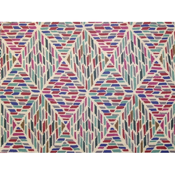 Geometric Print Vinyl PVC Coated Cotton Fabric Multicoloured - per yard