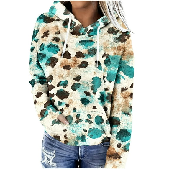 Geometric Print Western Aztec Hoodies for Women Pullover Casual Ethnic Style Long Sleeve Loose Retro Hooded Sweatshirt Tops