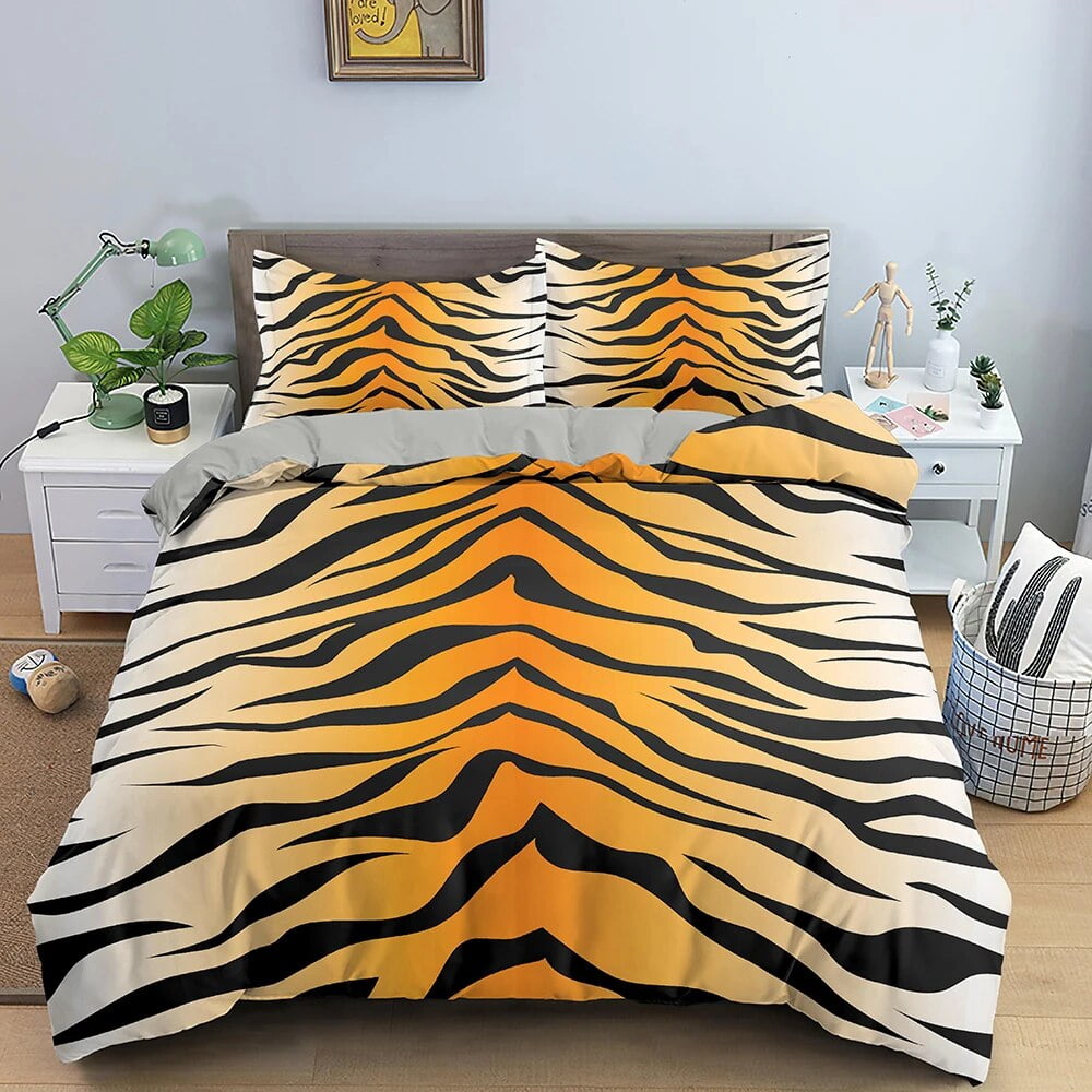 Geometric Printed Duvet Cover Set Colorful Stripe Heart Shaped