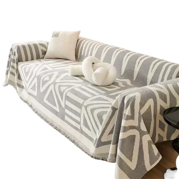 Geometric Printed Sofa Blanket Chenille Dustproof Anti-scratch Sofa Mat Multipurpose Furniture Protection Cover