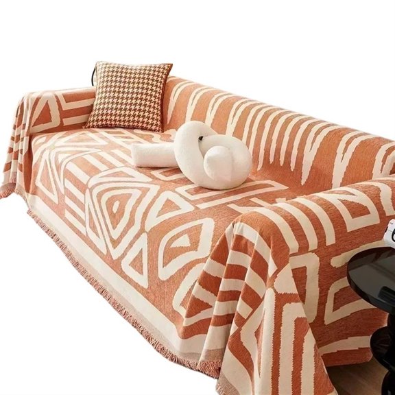 Geometric Printed Sofa Blanket Chenille Dustproof Anti-scratch Sofa Mat Multipurpose Furniture Protection Cover