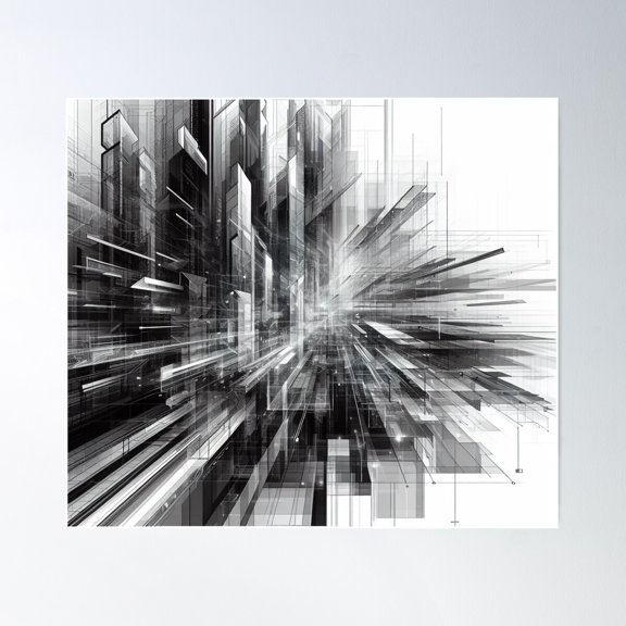 Geometric Progression Of Lines Poster Wall Art, Modern Wall Decor For Living Room Bedroom, 8x12 UNFRAMED