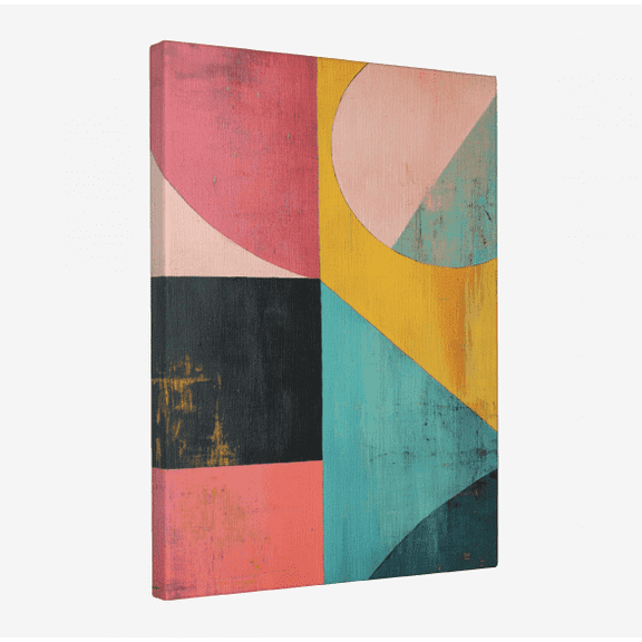 Geometric Pulse - Minimalist Abstract Collision of Shapes, Vibrant Color Block Art Print