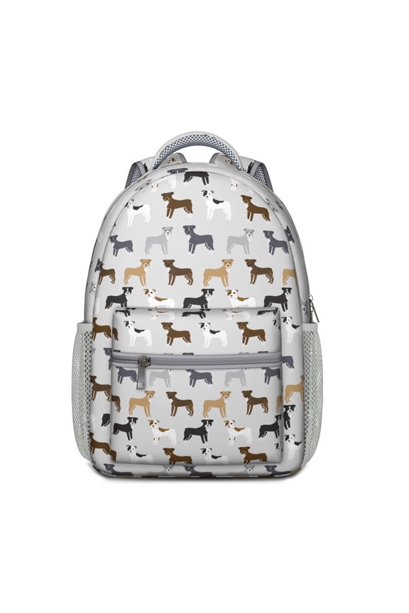 Geometric Puppy Pattern Bookbag - Padded Back Panel & Adjustable Straps
