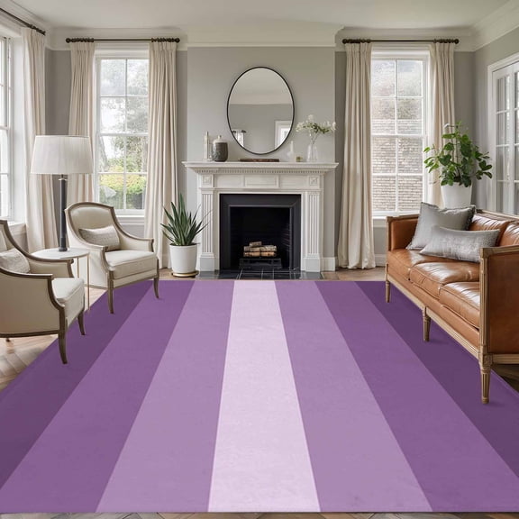Geometric Purple, 6'x9' Area Rug for Living Room, Solid Ombre Geometric Modern Stripe Non-Slip Floor Mat Rugs for Bedroom Dining Room, Indoor Large Carpet for Classroom, Nursery Rugs for Playroom