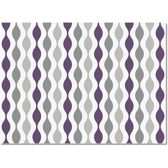 Geometric Purple And Gray Area Rugs, Wave Stripe Mid Century Soft Washable Carpet, Upholstery Rug With Non-Slip Backing For Kids Boys Girls Bedroom Living Room Dining Room Study 3 x 5ft