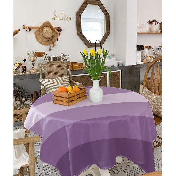 Geometric Purple, Tablecloth Square Table Cloth 54x54, Waterproof Tablecloth Outdoor Table Cloth, Solid Ombre Geometric Modern Stripe Washable Table Cover for Kitchen Dining Party