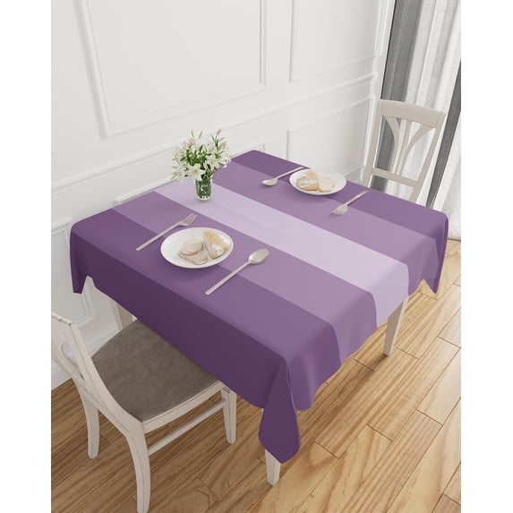 Geometric Purple Tablecloth Waterproof for Round/Rectangle/Oval/Square Tablecloth 54x54 in Table Cloth Cover for Fall Baby Shower Christmas Wedding Party, Solid Ombre Geometric Modern Stripe
