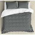 thumbnail image 1 of Geometric Queen Size Duvet Cover Set, Greyscale Circular Honeycomb Pattern and Triangles Abstract Modern Art, Decorative 3 Piece Bedding Set with 2 Pillow Shams, Grey Black White, by Ambesonne, 1 of 3