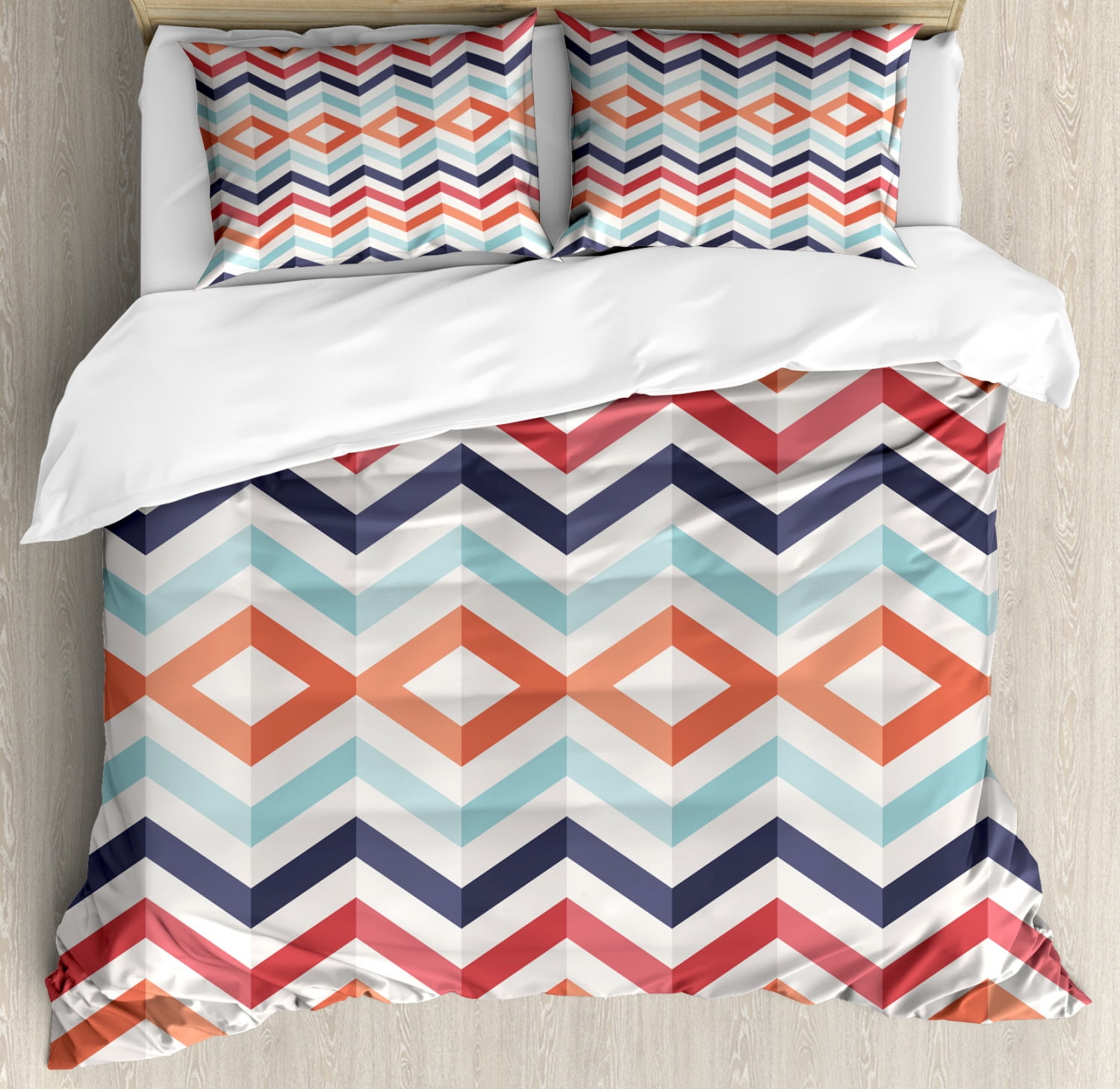 Zig Zag Yellow Pattern Print Duvet Cover Bedding Set