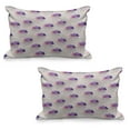 thumbnail image 1 of Geometric Quilted Pillowcover Set of 2, Retro Triangle Pattern Geometric Art Mosaic Rain Drops on Polka Dots Print, Standard Queen Size Pillow Cover Bedroom, 30" x 20", Purple Grey Pink, by Ambesonne, 1 of 1