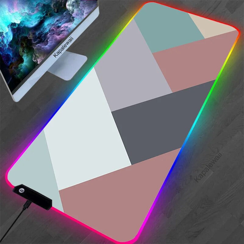 Geometric RGB Gaming Mouse Pad LargeColorful Mouse Mat Computer 7Colors
