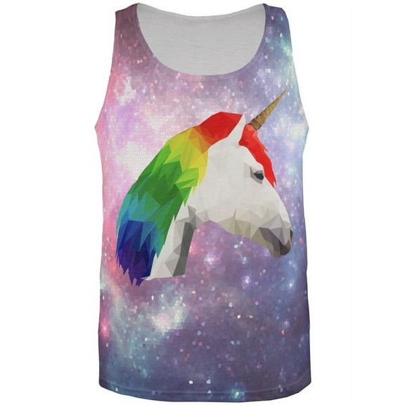 Geometric Rainbow Galaxy Unicorn All Over Adult Tank Top - 2X-Large