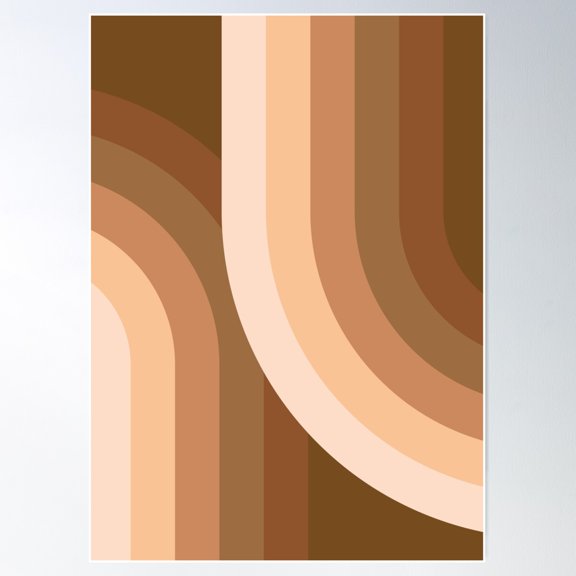 Geometric Rainbow Pattern 8 In Coffee Rustic Brown Shades Poster Wall Art, Modern Wall Decor For Living Room Bedroom, 16x24 UNFRAMED