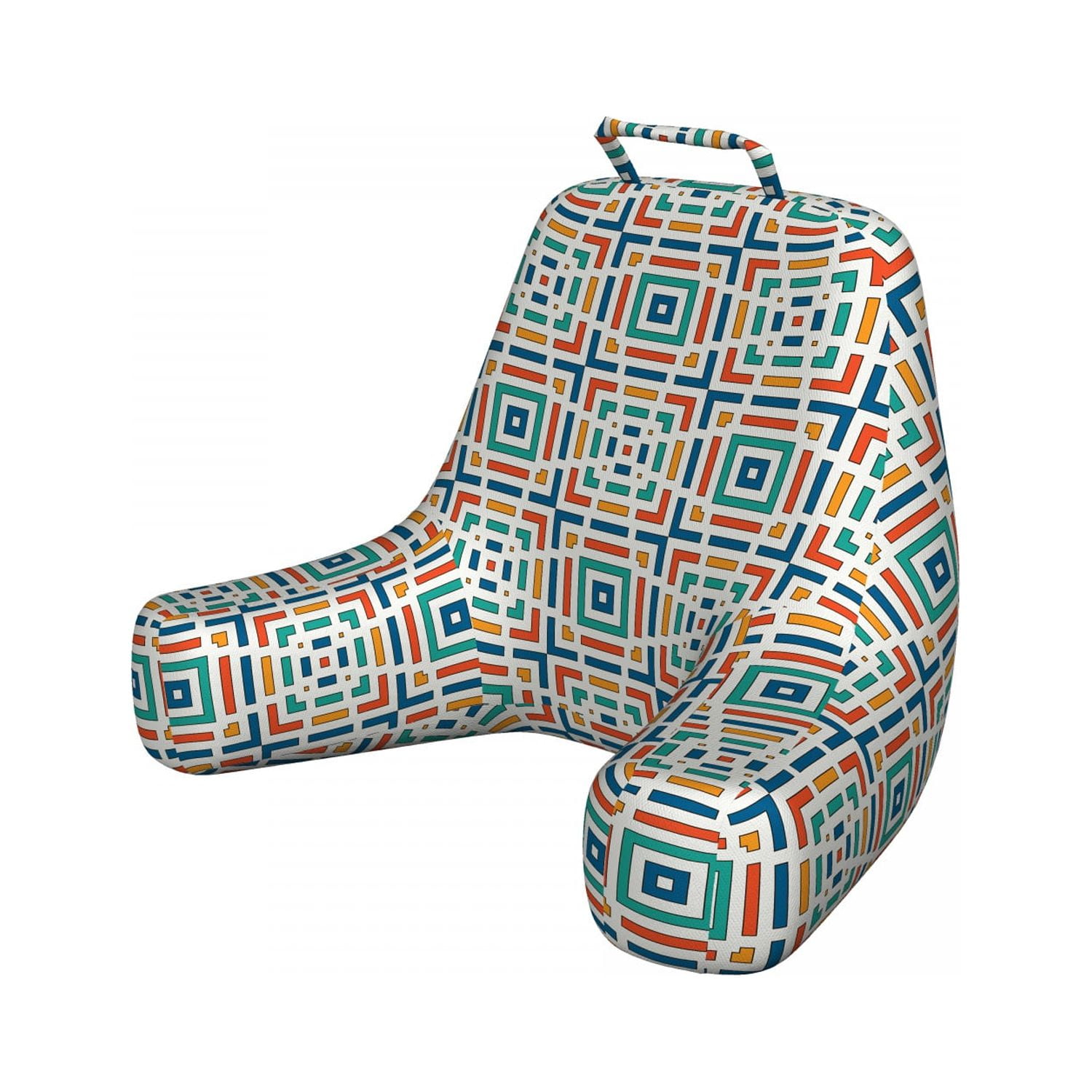 Geometric Reading Pillow, Angled Stripes Composition with Square Design