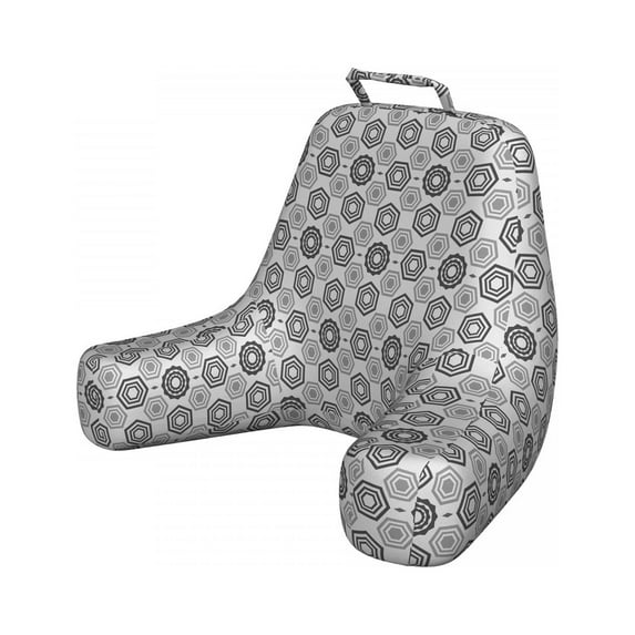 Geometric Reading Pillow, Blue Tones Abstract Colored Background Image Hexagon Modern Art Print, Bedrest Cushion with Back Pocket and Washable Cover, 2 Sizes, by Ambesonne