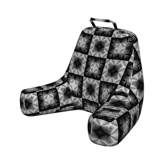 Geometric Reading Pillow Cover, Illustration of Abstract Reflective Zigzag Shapes in Gradient Pattern, Unstuffed Printed Bed Rest Case from Soft Fabric, XL Size, Charcoal Grey White, by Ambesonne