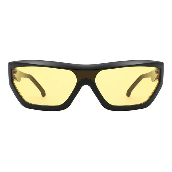 Geometric Rectangular Sunglasses Unisex Modern Wrap Around UV400 Black, Yellow