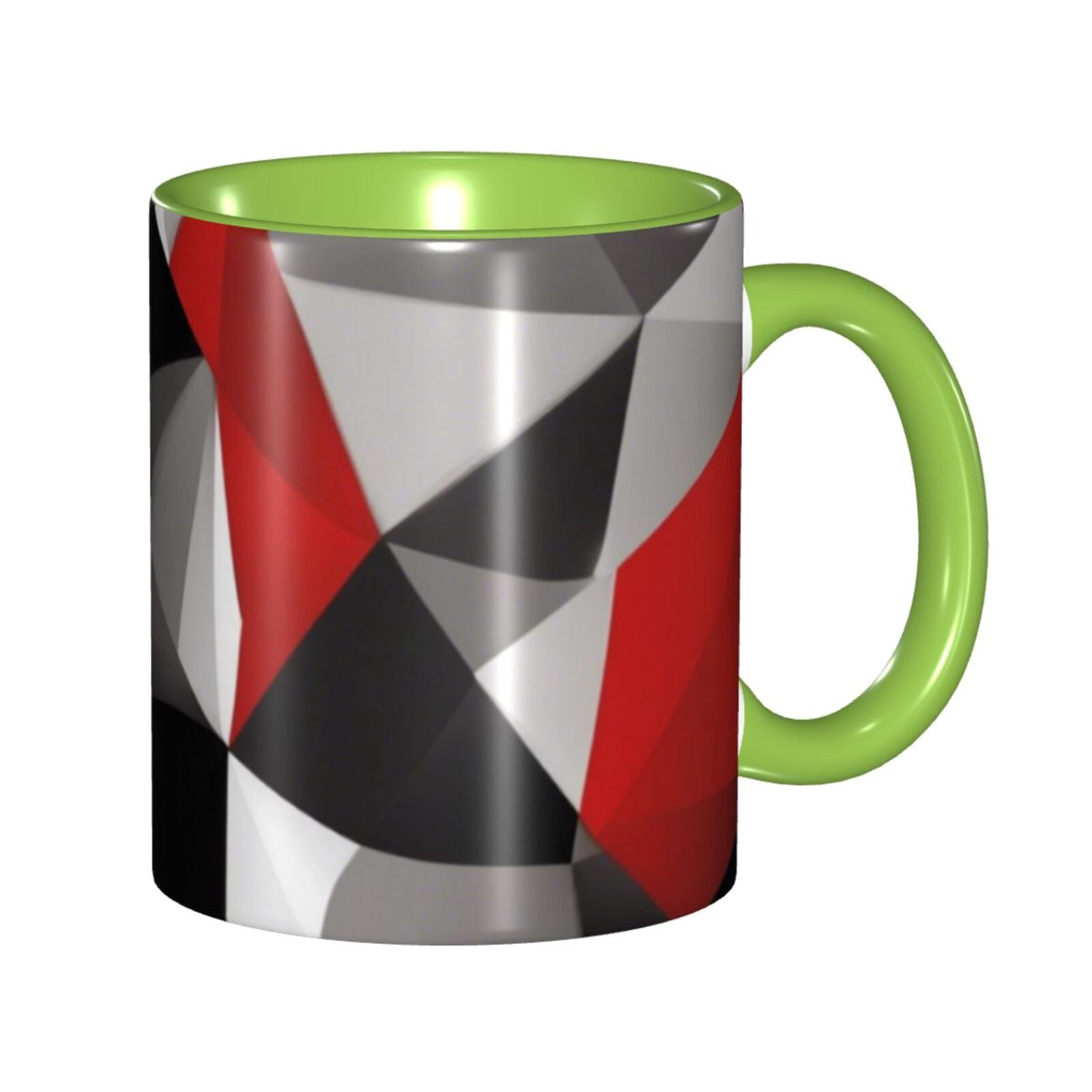 Geometric Red Black Gray Solid Abstract Coffee Mug Fun Custom Ceramic Mugs  11oz Green - Walmart.com