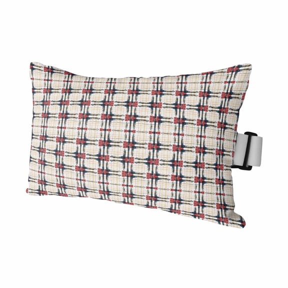 Geometric Red Black Line Plaid Check Outdoor Pillow for Chaise Lounge Chair,Yellow Gingham Waterproof Headrest Lumbar Pillows with Insert&Elastic Strap for Patio Pool Garden Chairs Decor,1 Pack