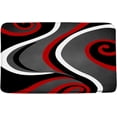 thumbnail image 1 of Geometric Red Grey Bath Mat Stripe Abstract Wave Mid Century Modern Geo Bath Rugs, NonSlip Contemporary Design, Ideal for Bathroom and Kitchen, 16x24 Inch, Adds Sophistication, 1 of 5