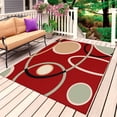 thumbnail image 1 of Geometric Red Outdoor Rug for Patio/Deck/Porch, Non-Slip Large Area Rug 3 x 5 Ft, Boho Retro Abstract Circle Black Green Indoor Outdoor Rugs Washable Area Rugs, Reversible Camping Rug Carpet Runner, 1 of 8