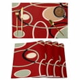 thumbnail image 1 of Geometric Red Placemats Set of 8, Boho Retro Abstract Circle Black Green Placemats for Dining Table, Place Mats for Kitchen Tabletop, Waterproof Wipeable Dining Table Mats Set, 1 of 9