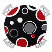Geometric Red Round Tablecloth for 36-44 Inch Tables,Fitted Table Cover with Elastic Edge,Modern Black Grey White Abstract Circle Waterproof Outdoor Table Cloth Protector for Patio Garden Dinner