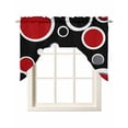 thumbnail image 1 of Geometric Red Swag Valances for Windows, Small Curtains Drapes, Modern Black Grey White Abstract Circle Kitchen Window Curtains Over Sink Window Treatment Valance for Bedroom/Bathroom 56"x36", 1 of 5