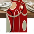 thumbnail image 1 of Geometric Red Table Runner - 36 Inch Long, Kitchen Dining Table Runner Dresser Scarves, Boho Retro Abstract Circle Black Green Farmhouse Decor for Coffee Tables Wedding Party Banquet, 1 of 7