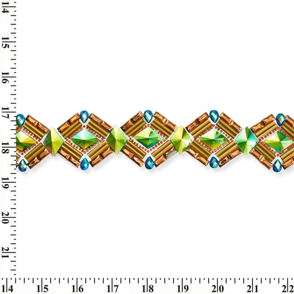 Geometric Resin Rhinestone Iron On Gel Backed Trim Sold By The Yard
