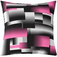 thumbnail image 1 of Geometric Reversible Throw Pillow Covers Kids,Pink Black Grey Geometry Square Cushion Covers Set of 2 for Bed Sofa Couch,Stripe Line Pillow Covers Home Decor Modern Art 20 x 20-Inch, 1 of 6