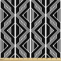Geometric Rhombus Fabric by the Yard, Contemporary Classic Lines and Zigzags in Monochromatic Style, Decorative Upholstery Fabric for Sofas and Home Accents, 2 Yards, Charcoal Grey White by Ambesonne