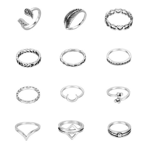 Geometric Inlay Ring Geometric Ring Set for Women Electroplated Knuckle Rings - Walmart.com
