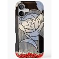 Geometric Rose and Leaves Black, Cream, Pale Blue and Red Tough Case ...