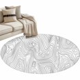 thumbnail image 1 of Geometric, Round Area Rug 4 FT, Non Slip Indoor Outdoor Rug, Modern Abstract Stripes Mountain Line Art Washable Soft Circular Carpet Non-Shedding Floor Mat for Coffee Table Nursery Foyer Balcony, 1 of 9