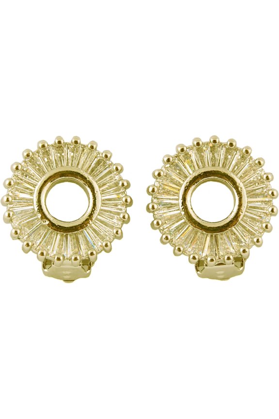 Geometric Round Stud Clip on Earrings No Pierced Earrings for Women's Inlay AAA Cubic Zircon Copper Hypoallergenic Cuff Earrings Charm Ear Clip