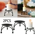 thumbnail image 1 of Geometric Round Wrought Iron Candlestick Desktop Decorative Ornaments Creative Metal Black Wrought Iron Candlestick Decorative Candle Board/ Black geometric round iron candlestick 2PC B, 1 of 7