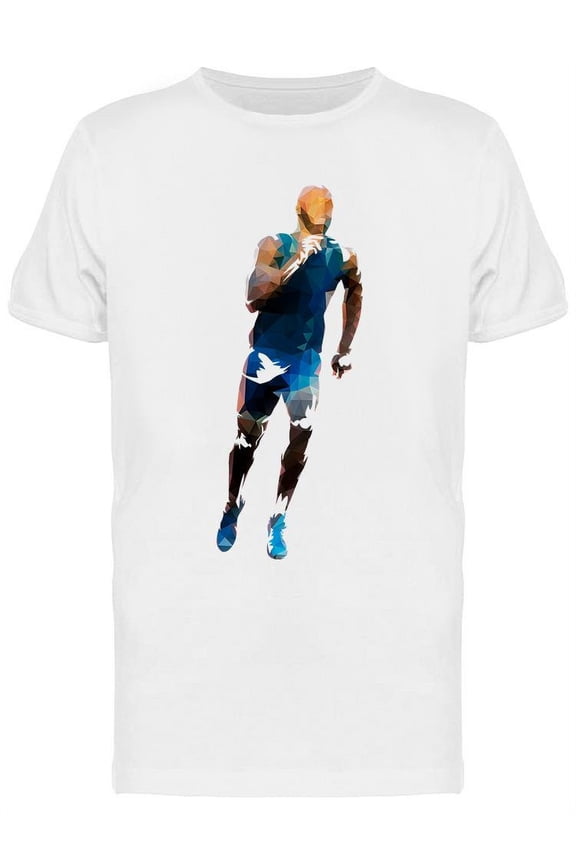 Geometric Running Man Design T-Shirt Men -Image by Shutterstock, Male Small