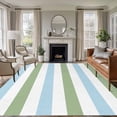 thumbnail image 1 of Geometric Sage Washable Living Room Rugs 5'x7', Green and Blue Stripes Low Pile Throw Large Area Rugs Non-Slip Sturdy Edge Binding Carpet for Dining Room Bedside Kitchen, 1 of 9