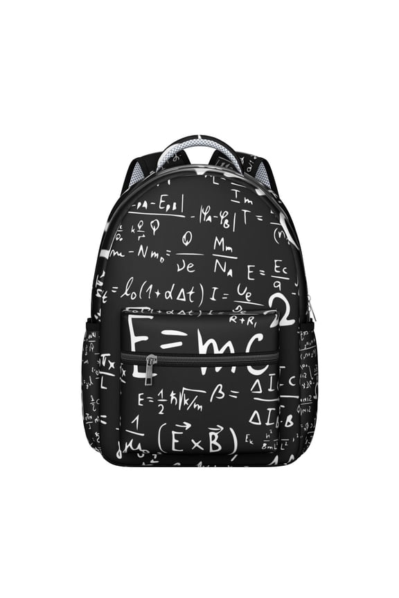Geometric Science Students Backpack Scientific Knowledge Educational Wall School Bag with Chemistry Physics Biology Pattern, Lightweight and Adjustable Strap