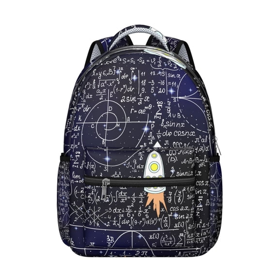 Geometric Science Students Backpack Scientific Knowledge Educational Wall School Bag with Chemistry Physics Biology Pattern, Lightweight and Adjustable Strap