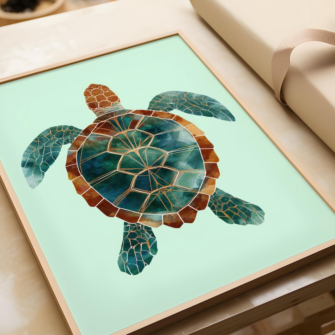 Geometric Sea Turtle Wall Art Print, Modern Animal Decor - Walmart.com
