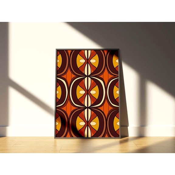 Geometric Seventies Wall Art Print, Retro Mcm Decor, Unframed Paper Poster 8x10in