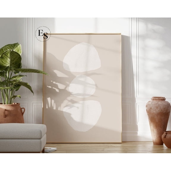 Geometric Shape Art, Beige White Art, Modern, Abstract Shape Art, Abstract, Wall Art, Modern Wall Decor, 12x18 UNFRAMED