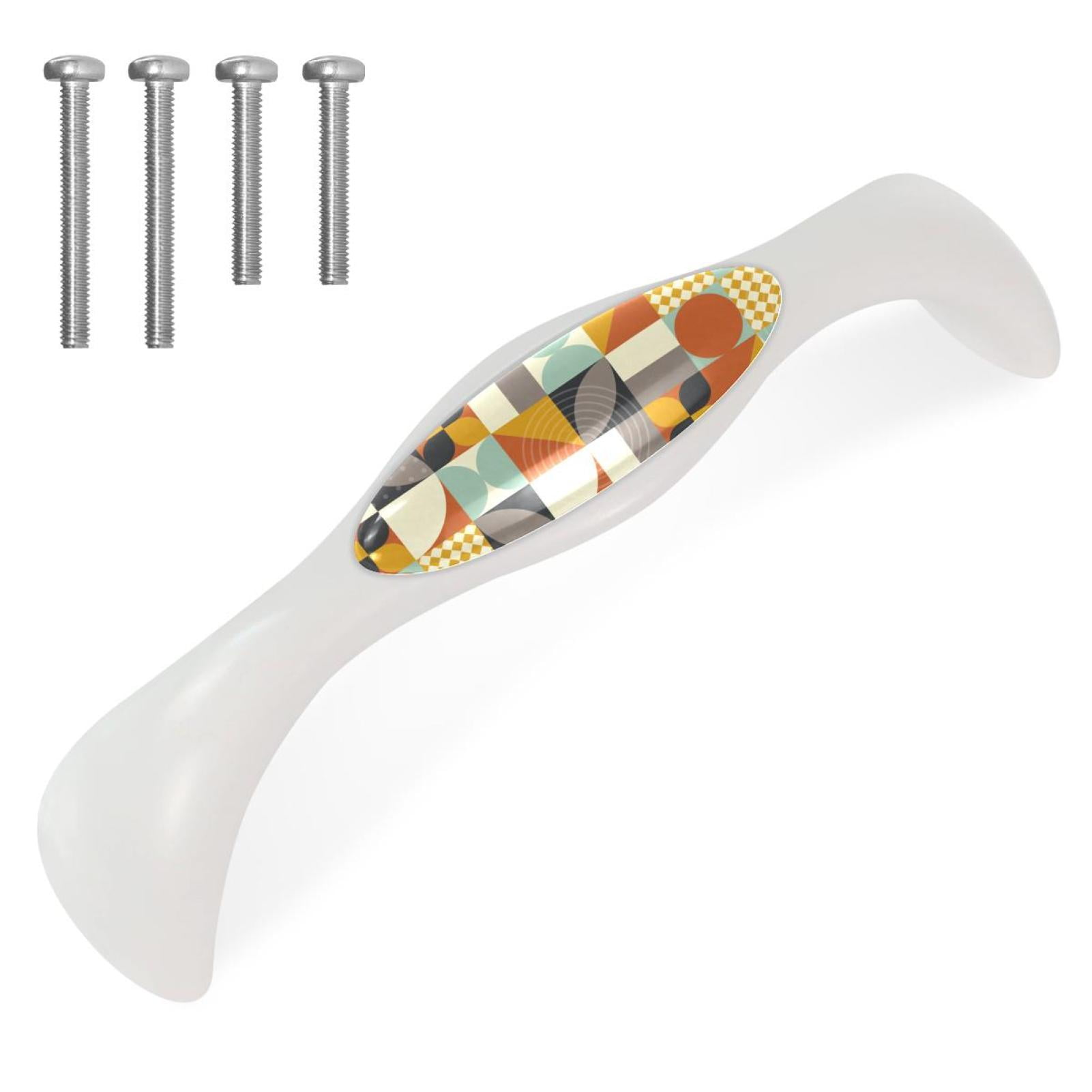 Geometric Shape Mosaic Knob 4 Pack Arched Drawer Pulls Crystal Glass