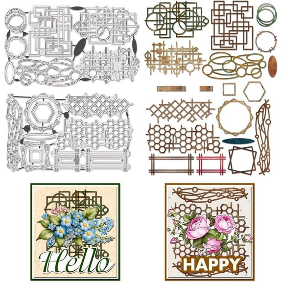Geometric Shaped Carbon Steel Cutting Dies Border Theme Pattern Embossing Stencils Template