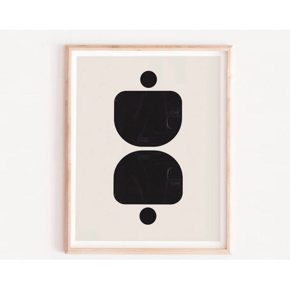 Geometric Shapes, Black Wall Decor, Neutral Print, Organic Shapes Art, Bohemian Style, Modern Print, Abstract Paint Art, Semicircle Design Wall Art, Modern Wall Decor, 8x12 UNFRAMED